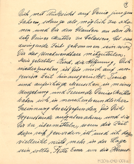 Brief von Alexander Beer an seine Tochter Beate, 28. Dezember 1941. Quelle: Sydney Jewish Museum Collection, Schenkung von BeateHammett, M2016/040:001a