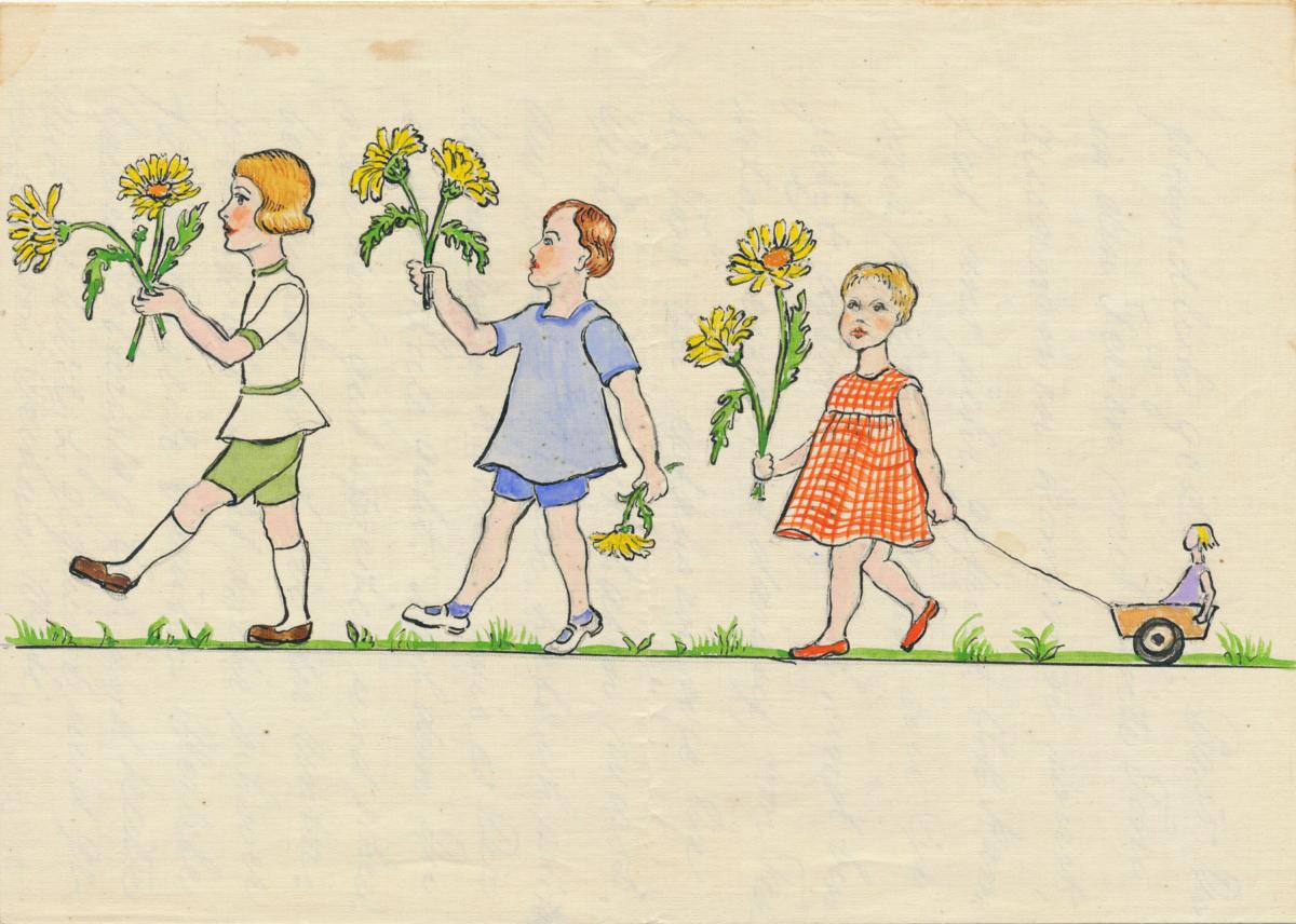 Postkarte von Alexander und Alice Beer an ihrer Tochter Beate